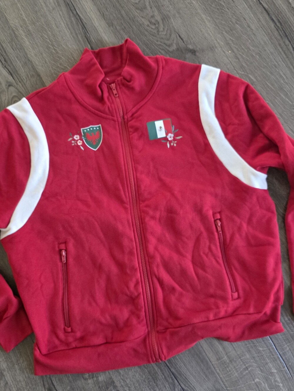 Red Mexico Zip-Up Track Jacket Zoe + Liv